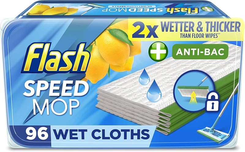 FLASH Speedmop Wet Cloth Refills 96 Pack Lemon Scent Multi-Surface