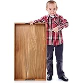 Blushtier 32 x 18 Inch Wood Serving Tray Extra Large Ottoman Tray with Handle Oversized Rectangle Extra Long Vintage Decorative Platters for Kitchen Food Beverage Fruit Snack Tea Coffee Table Decor