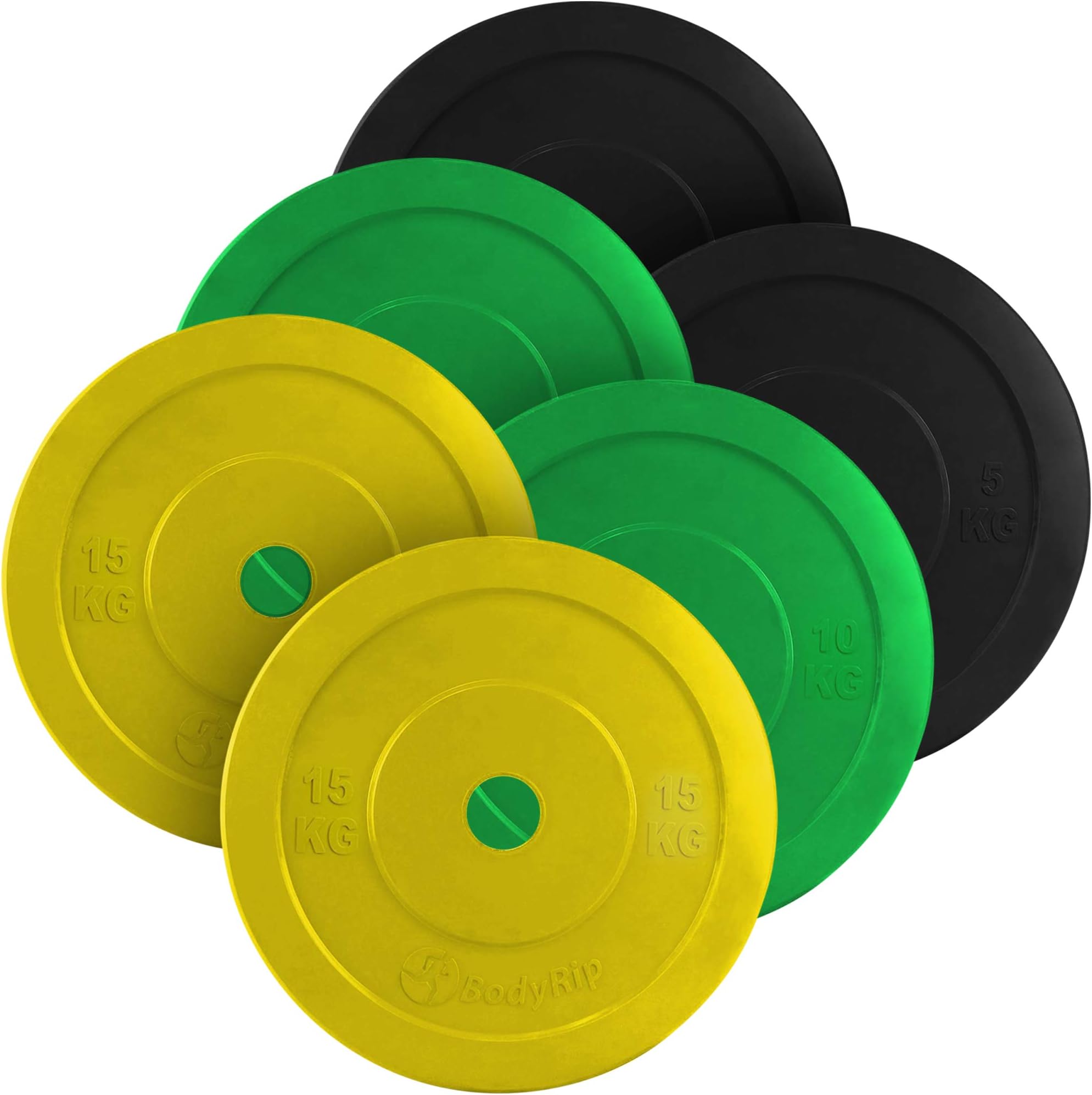 BodyRip 2" Olympic Bumper Weight Plates | Military or Bench Press, Squats, Deadlift, Pullover, Biceps Curl, Triceps Extension, Row, Shrug (Pairs)