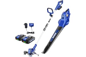 WILD BADGER POWER 20V Weed Wacker, Leaf Blower, String Trimmer, Lightweight, Adjustable Telescopic Shaft, Easy to Use and Convert, 2 * 2Ah Battery & 1*Charger