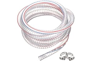 uxcell Braided PVC Tubing, 1/2" ID. x 11/16" OD. 10 ft Clear Wire Vinyl Tube High Pressure Reinforced Vinyl Hose Tubing with 