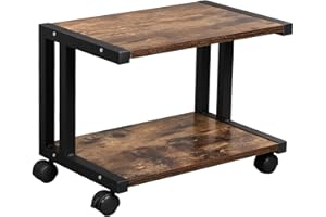 OROPY Vintage 2-Tier Printer Rolling Cart, Mobile Printer Stand Shelf with Wheels for Fax Machine, Copier, Scanner – Under or Beside Desk Storage