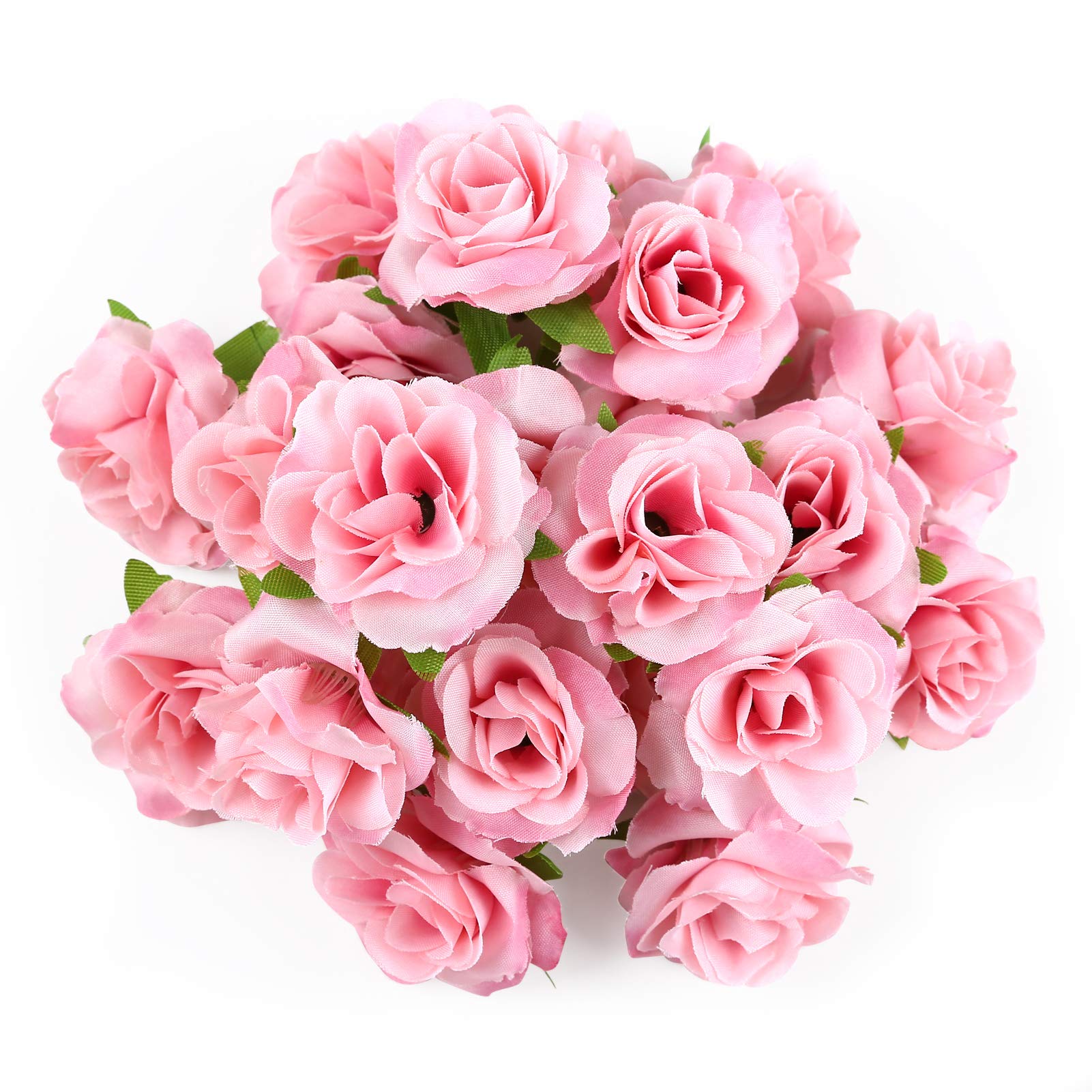 Kesote 50Pcs Artificial Pink Rose Flower Heads Realistic Artificial Flower Heads for Wedding Party Album Decoration & Garden Decoration DIY Craft Project - 1.57 inch in Diameter