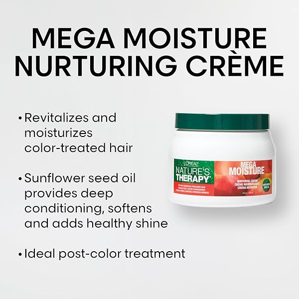 L’ORÉAL TECHNIQUE NATURE’S THERAPY MEGA MOISTURE CRÈME – CONDITIONING AND DETANGLING HAIR CREAM, SOFTENS AND ADDS SHINE WITH BOTANICAL EXTRACTS, FOR ALL HAIR TYPES