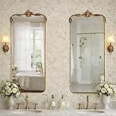 Maxax Gold Narrow Wall Mirror, 36"x16", Antique Bathroom Narrow Vanity Mirror, Wall-Mounted or Tabletop, Vintage Decorative M