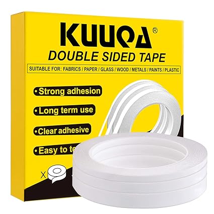 Kuuqa 3 Rollen Doppelseitiges Klebeband Set Starke Klebeband für Büro DIY Handwerk, 30 Meter Lange, Breite 6mm / 9mm / 12mm