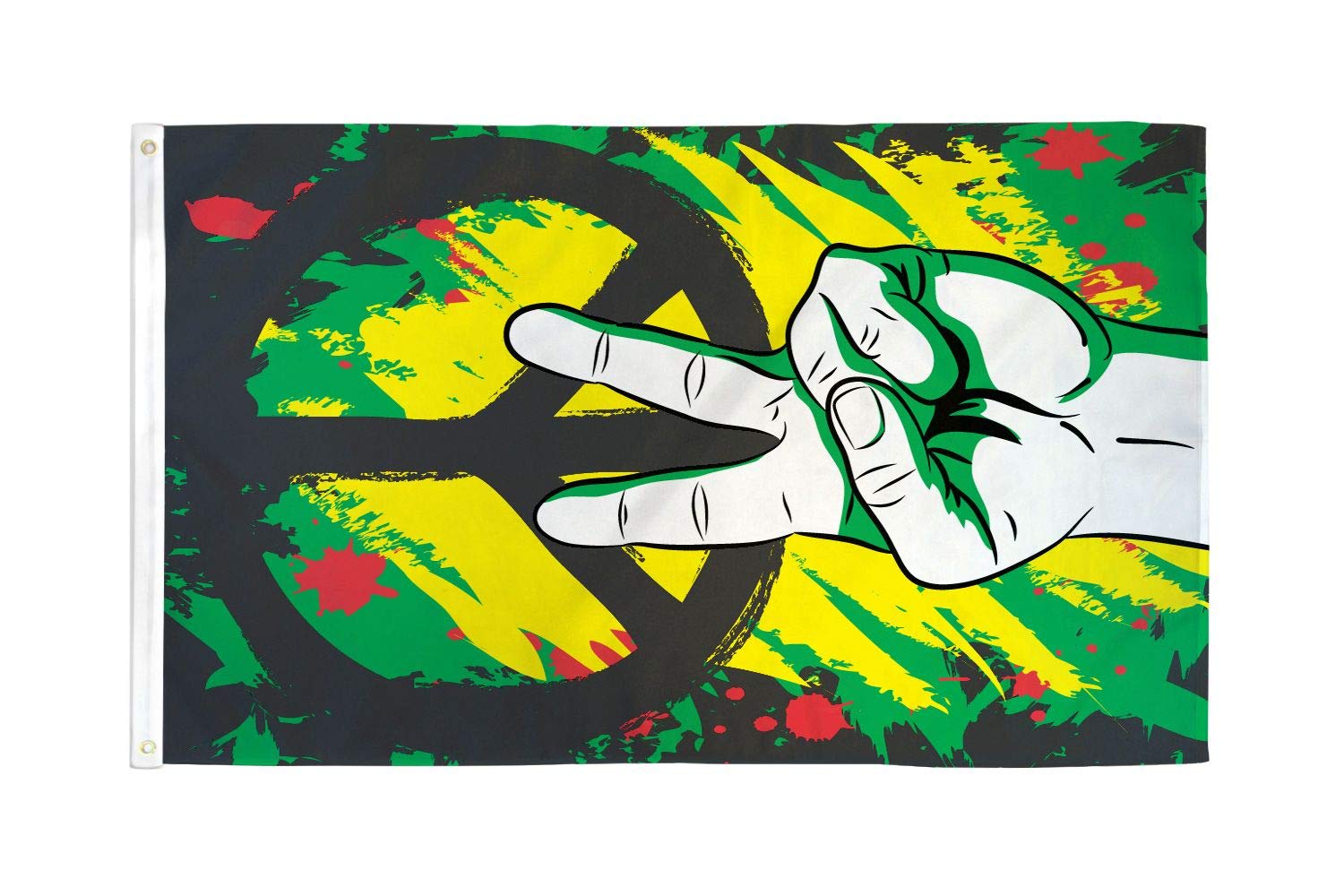AZ FLAG - Peace Graffiti Flag - 2x3 Ft - 100D Polyester Peaceful Banner with Two Metal Grommets - Fade Resistant - Vivid Colors - 2' x 3' Feet - 90x60 Cm