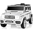 OLAKIDS 12V Kids Ride On Car, Licensed Mercedes Benz G63 Electric Vehicle with Remote Control, Double Open Doors, Music, Bluetooth, 2 Speeds, Wheels Suspension, Battery Powered Driving Toy (White)