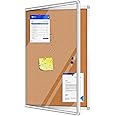 Magula 24"x18" Enclosed Cork Bulletin Board Tamper-Proof Dispaly Case, Aluminium Frame, Shatter Resistant Lockable Bulletin Board, Enclosed Cork Board for School, Office, Commercial, Hospital etc