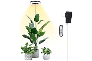 LBW Plant Grow Light, 72 LEDs Full Spectrum Grow Lamp for Indoor Plants, Brightness Adjustable Plant Light with Auto 4/8/12H Timer, 10.4”-59” Height Adjustable, Ideal for Large Tall Plants, Black