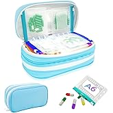 Timueetech XXL A6 Double-Compartment Waterproof Pill Organizer with 28 M Size Zippered Pill Pouches for A6 Binder, Large BPA-Free Monthly Medicine Organizer, Reusable Travel Pill Storage System