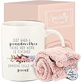DHQH Birthday Gifts for Grandma from Granddaughter Grandson, Best Grandma Thanksgiving Ideas Gifts Basket Set with 11oz Coffee Mug Socks