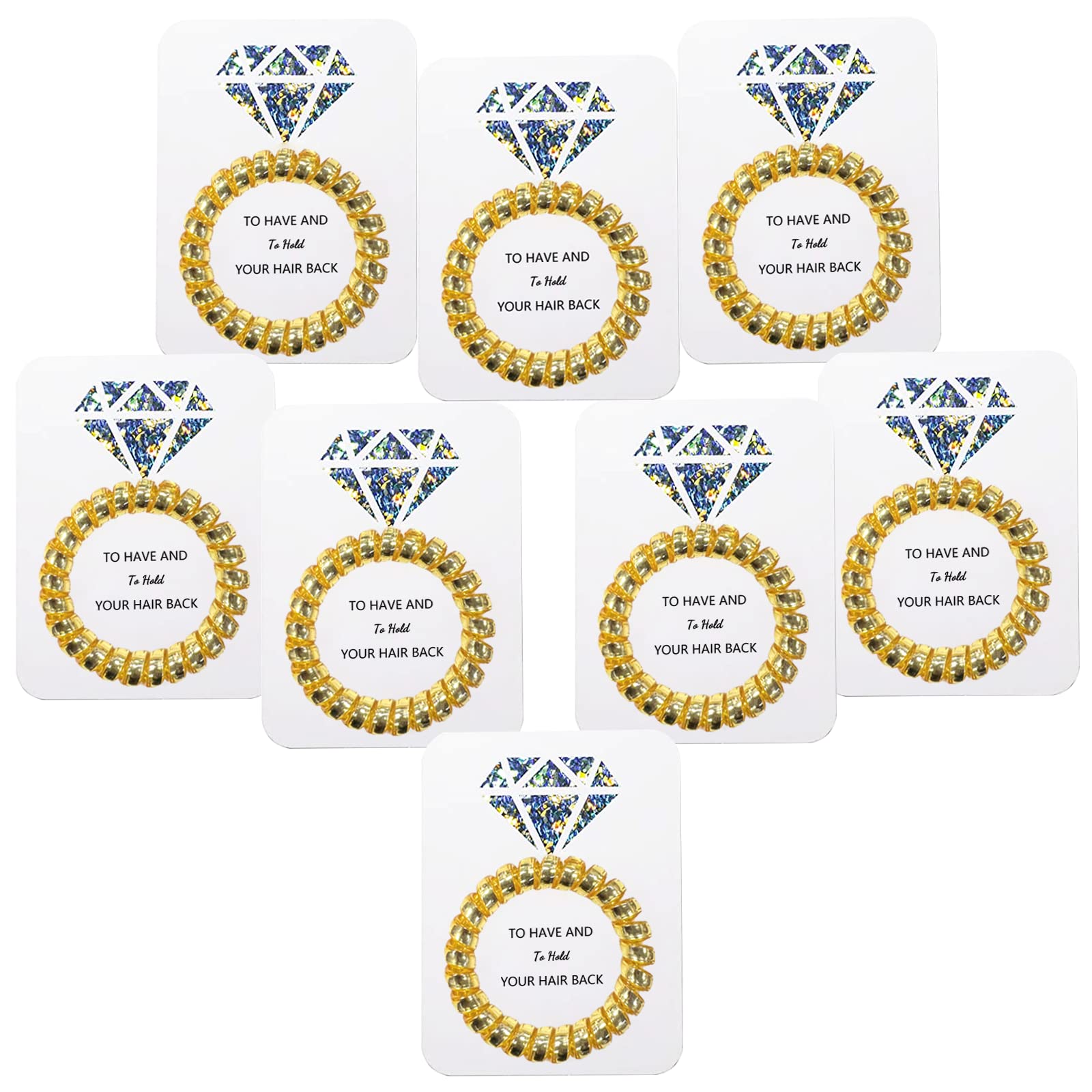 Hen Party Hair Ties with Laser Diamond Card, Spiral Hair Scrunchies for Bridesmaid Gifts, Bridal Shower, Wedding Favors Souvenirs