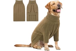 Queenmore XL Dog Sweater,Christmas Dog Sweaters for Extra Large Dogs Girl Boy,Warm Soft Fall Doggy Pullover Clothes,Turtleneck Knitted Pet Winter Apparel for Golden Retriever,Labrador(Camel,XL)