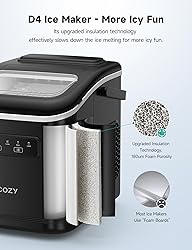 HiCOZY Countertop Ice Maker with Handle, Ice in