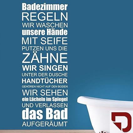 DESIGNSCAPE® Wandtattoo Badezimmer Regeln - Text Wandbanner 67 x 180 cm