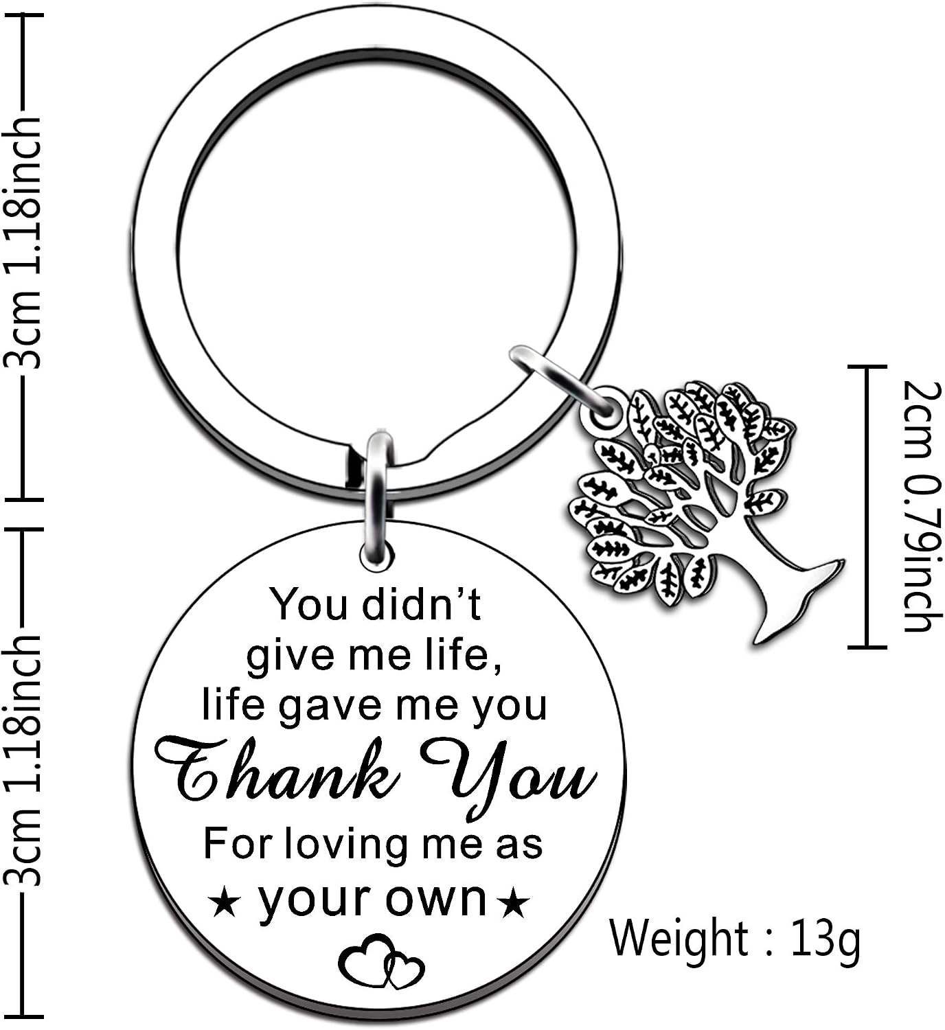 JMIMO Step Dad Step Mum Keyring Stepfather Stepmother Father Mother in Law gifts for women men -You Didn't Give Me Life Life Gave Me You Thank You for Loving Me As Your Own - Image 5