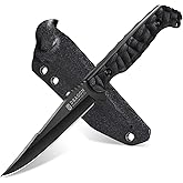 Dragon Creek Fixed Blade Knife - Outdoor Tactical Survival Knife With Sheath G10 Full Tang Handle for Camping Hiking Christmas Thanksgiving Gift Men Black