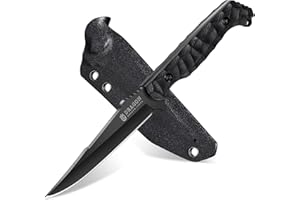 Dragon Creek Tactical Survival Fixed Blade Knife With Sheath G10 Full Tang Handle Outdoor Knife for Camping Hiking Gift Men Black