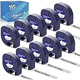 Weemay 10 Pack 16952 Clear Plastic Labels Compatible with Dymo Letra tag Refills Clear Transparent Label Tape 1/2 x 13 Black on Clear Refill for Letra Tag 200B LT-100T LT-100H Plus QX50, 12mm x 4m