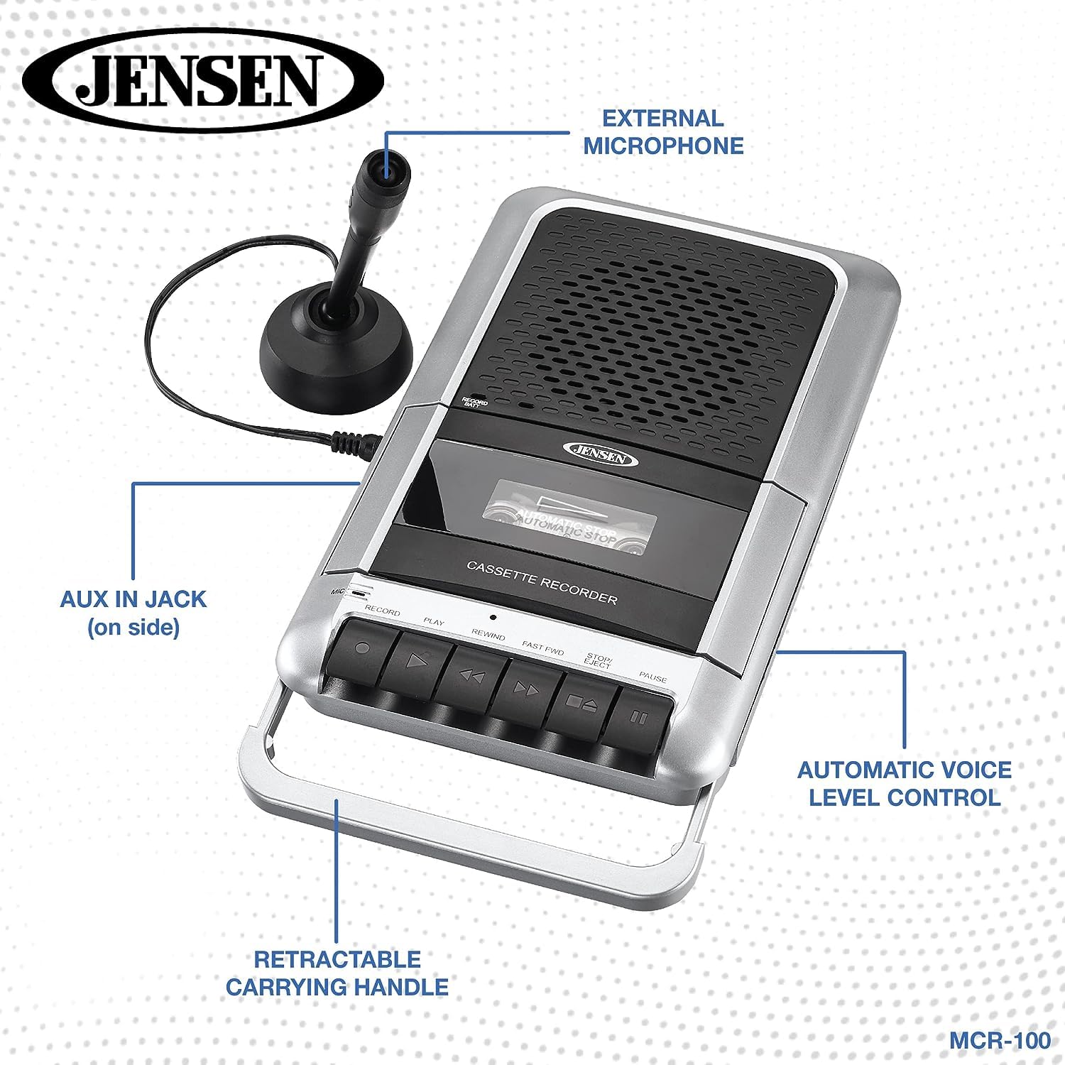 Photo 1 of Jensen MCR100 Cassette Player and Recorder with One Touch