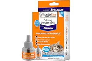 ThunderEase Cat Calming Pheromone Diffuser Refill | Powered by FELIWAY | Reduce Scratching, Urine Spraying, Marking, and Anxiety (30 Day Supply)