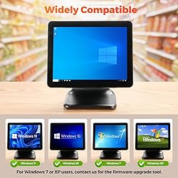 MUNBYN 15-inch POS Touch Screen Monitor, True Flat