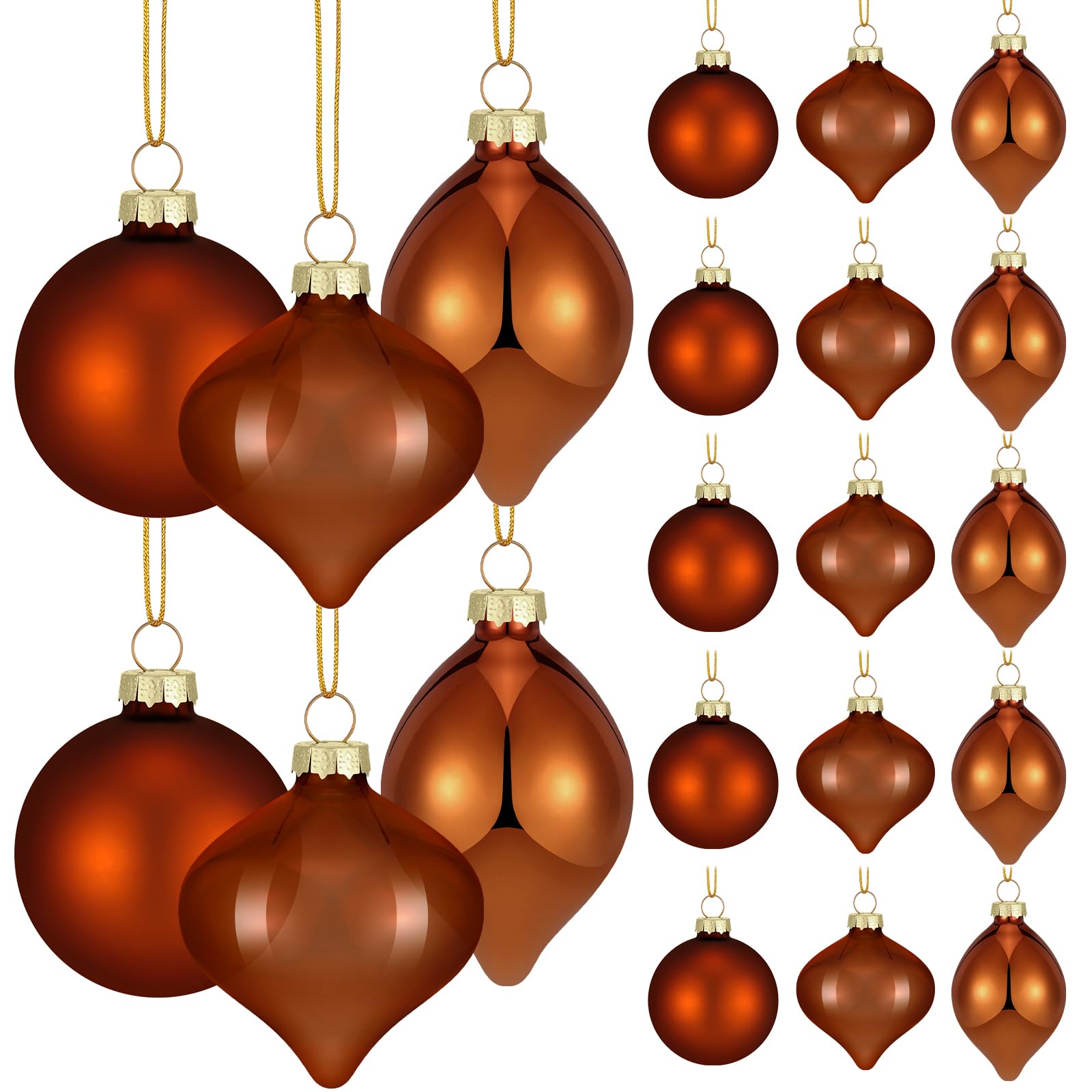 Photo 1 of 15 PCS Brown Christmas Glass Balls Ornaments Set 3.15 Inch Shiny Pendant Balls Decoration Colorful Hanging Glass Bulbs Bulk Christmas Baubles for Xmas Tree Home Party Festive Decorative Supplies