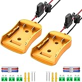2 Packs for Power Wheel Adapter Compatible with Dewalt 20V Battery, Converter Kit with Fuse & Switch & Wire Terminals & 12 AWG Wire for DIY RC Car Toys Robotics