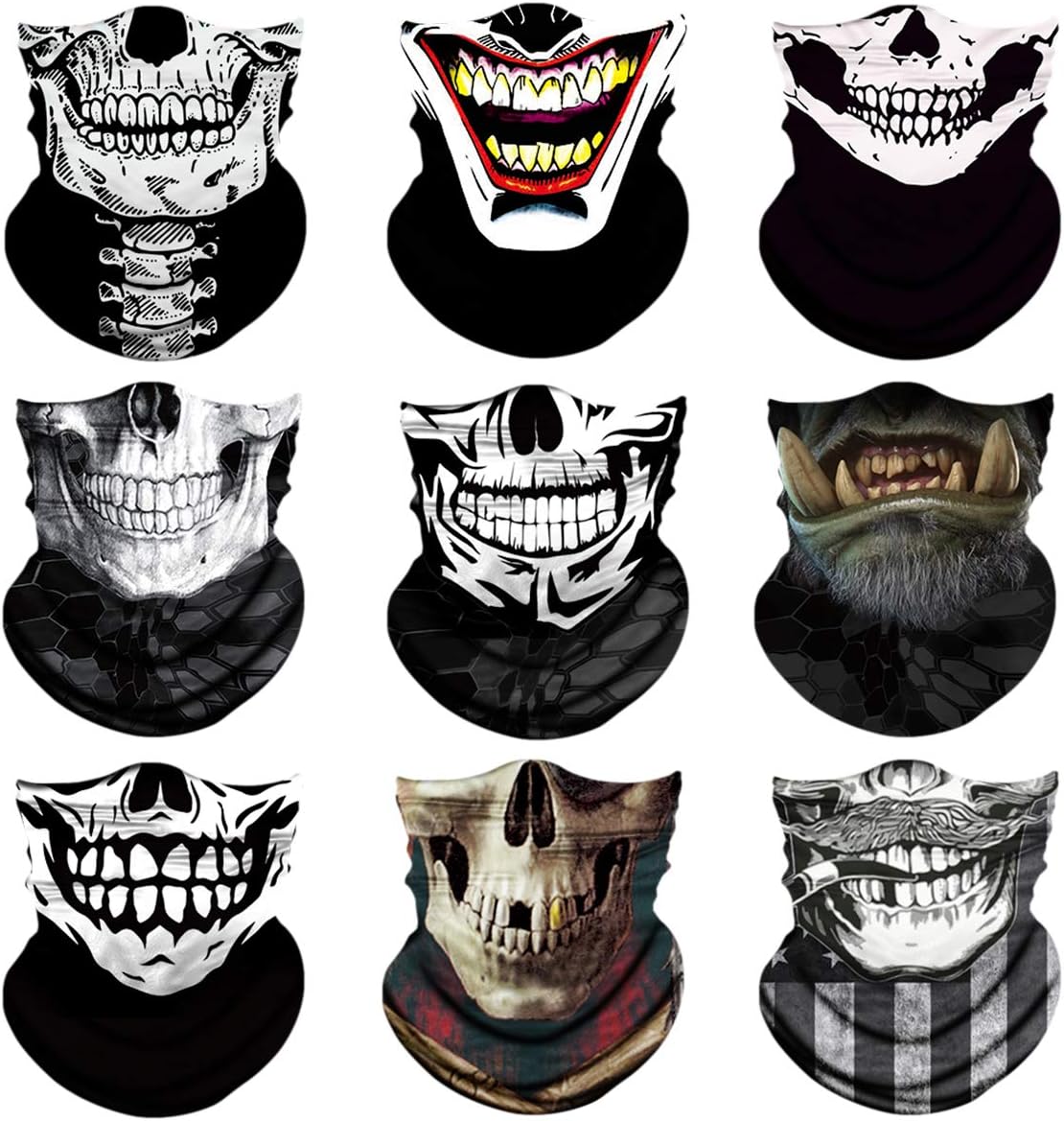 Yerwal Windproof Seamless Face Scarf Bandana for Riding Cycling Yoga Fishing Outdoor Headwear,9 pcs