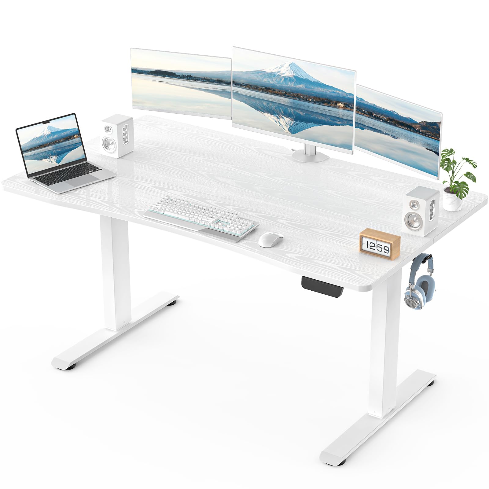 Photo 1 of ***LOOSE ASSEMBLY PIECES *** Veken 55 x 28 Inch Electric Standing Desk with Adjustable Height, Sit to Stand Computer Table for Study, Work or Gaming, Home Office Desk White