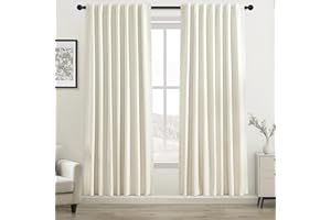 BSfullts Blackout Curtains 80 Inch Long for Bedroom & Living Room, Linen Beige Drapes Thermal Insulated Noise Reducing Room Darkening Black Out Curtain with Back Tab & Rod Pocket 2 Panels Set
