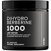 Toniiq Dihydroberberine Supplement - Ultra High Potency 1,000mg Formula with GlucoVantage, 10:1 Ceylon Cinnamon & 50:1 Milk Thistle - Third-Party Lab Tested