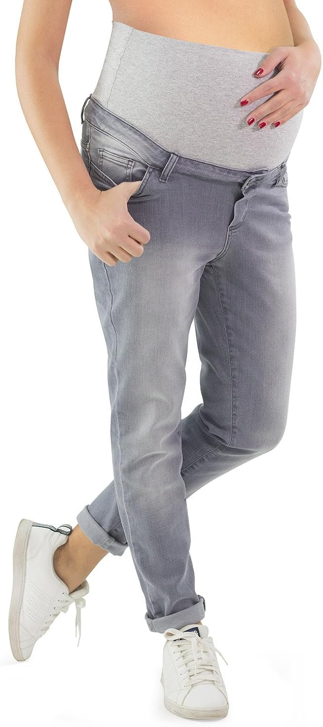 Made in Italy MAMAJEANS Jeans Premaman Cavallo Basso Boyfriend Style Grigio  con Leggeri Difetti a Prezzo Scontato lencicol Donna Abbigliamento