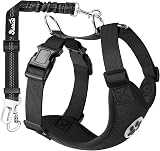 SlowTon Dog Car Harness Seatbelt Set, Breathable Mesh Vest Harness