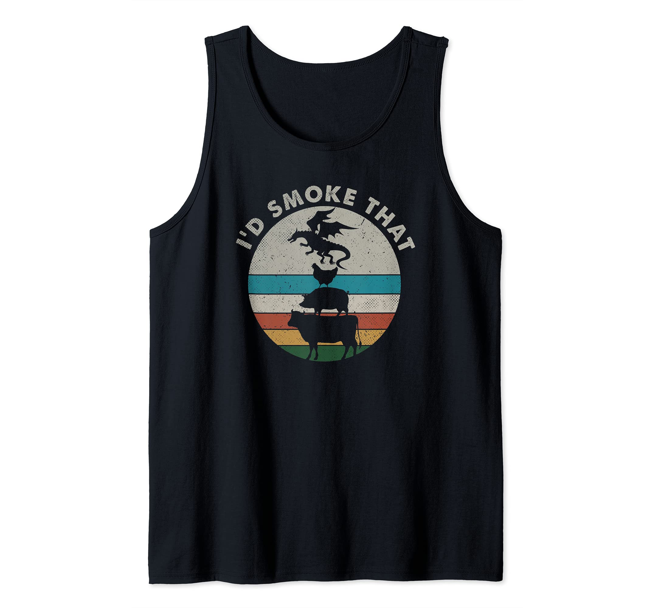I'd Smoke That Dragon Funny BBQ Vintage Meat Smoker Grill Tank Top
