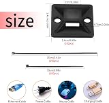 200 Pcs Black Cable Ties + 100 Self Adhesive Mount Bases - Wire Management Set view 3