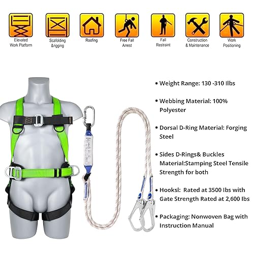 TT TRSMIMA Safety Harness Fall Protection Kit: Full Body Roofing
