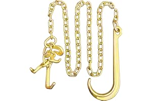 SENKEYFE G80 j Hooks Tow Chain, 5/16" x 8' Recovery Tow Hooks Chain 15IN J Hook w/RTJ & Grab Hook, 18800LBS Tow Truck Accessories J Hooks, Bridle Tow Transport Chain, Wrecker Towing Truck Equipment