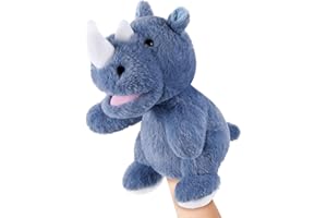 ZJOEY Animal Hand Puppets 11 Inch Safari Jungle Zoo Woodland Puppet Rainforest Grassland Animals Role-Playfor Kids Storytelling Imaginative Pretend Play Teaching Preschool Learning Educational(Rhino)