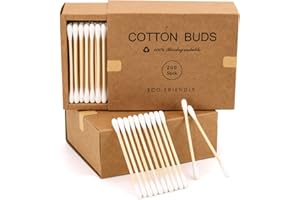 400 Bamboo Cotton Swabs Wooden Cotton Buds, Eco Friendly Cotton Swabs Wood Sticks, Dual Cotton Tipped Applicators Organic Cot