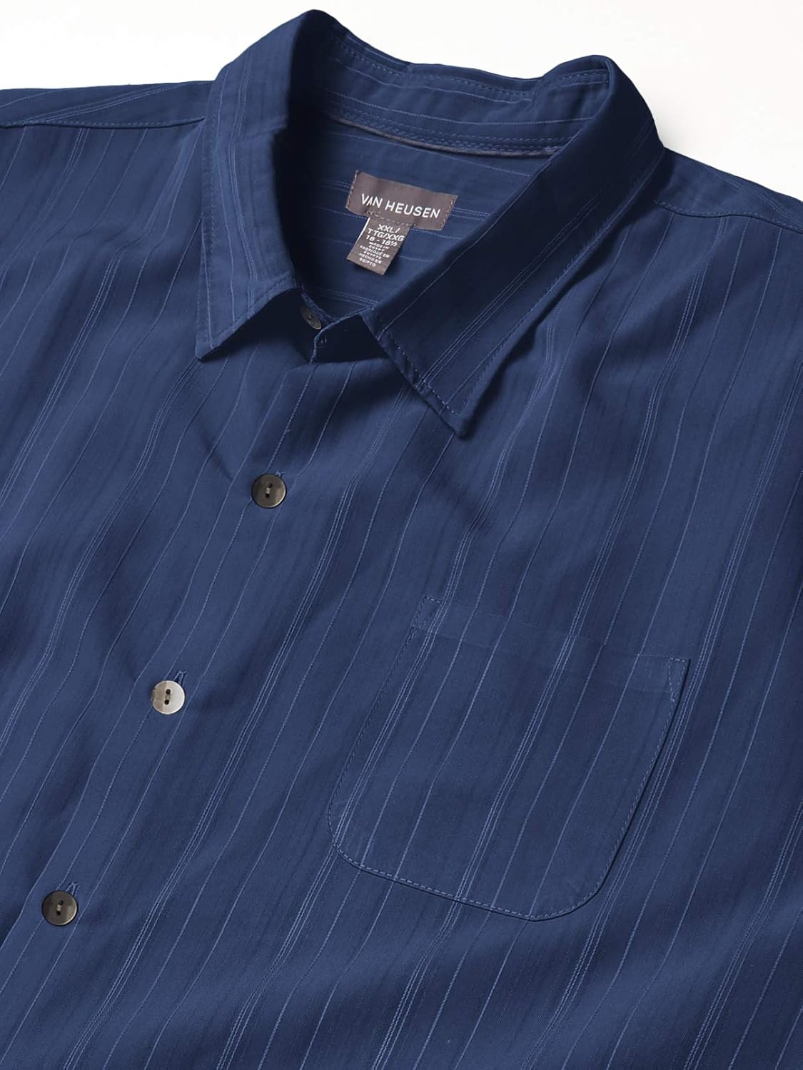 Van Heusen Men's Air Short Sleeve Button Down Poly Rayon Stripe Shirt at  Men’s Clothing store