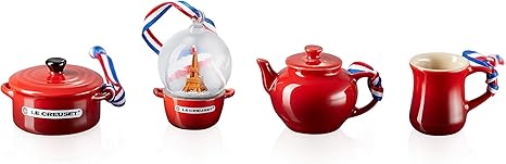 Amazon Co Jp ル クルーゼ Le Creuset オーナメント ミニチュア オーナメント コレクション チェリーレッド 4個 入り 日本正規販売品 ホーム キッチン