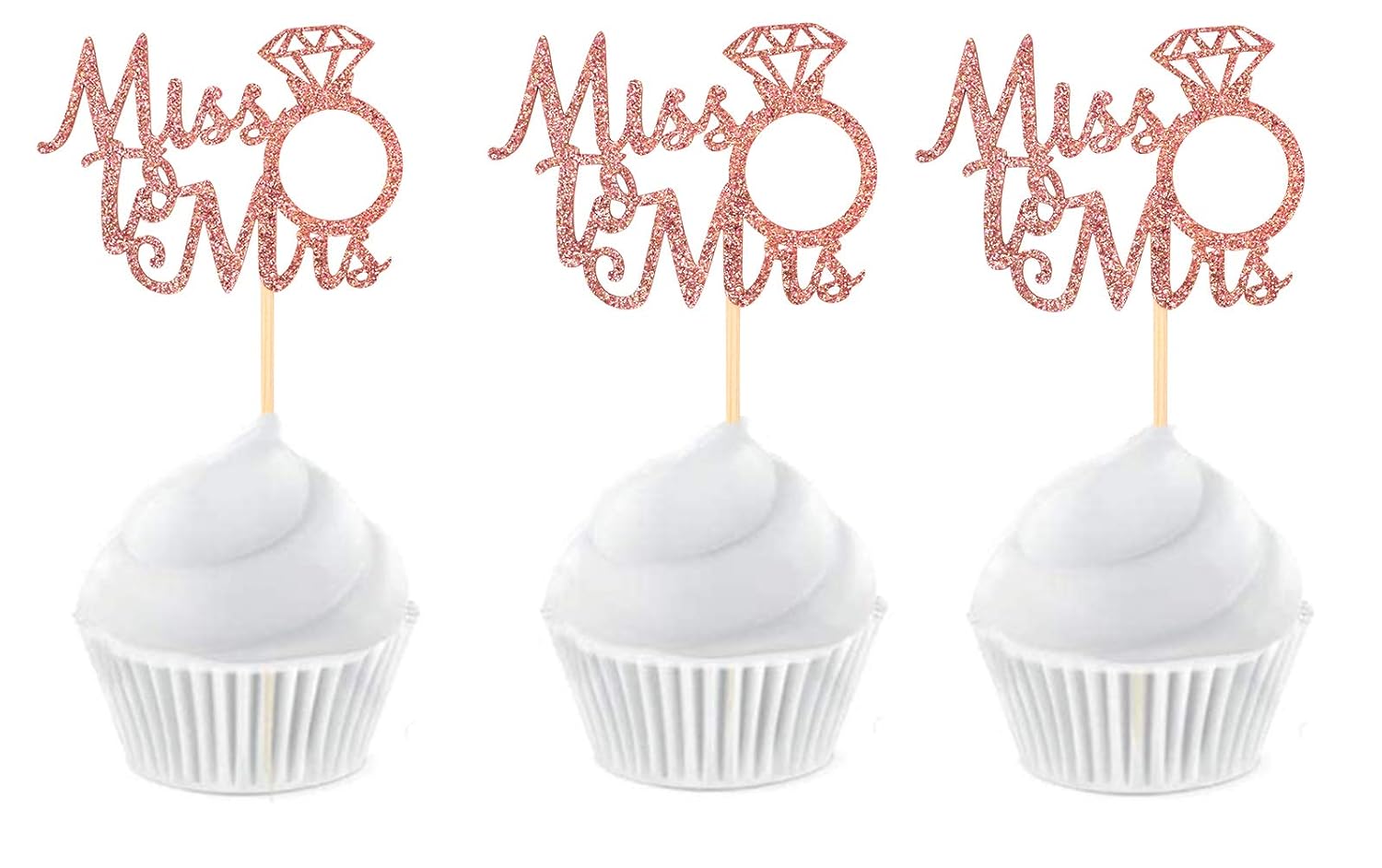 36PCS Miss to Mrs Cupcake Toppers Wedding Bridal Shower Engagement Party Decoration Picks