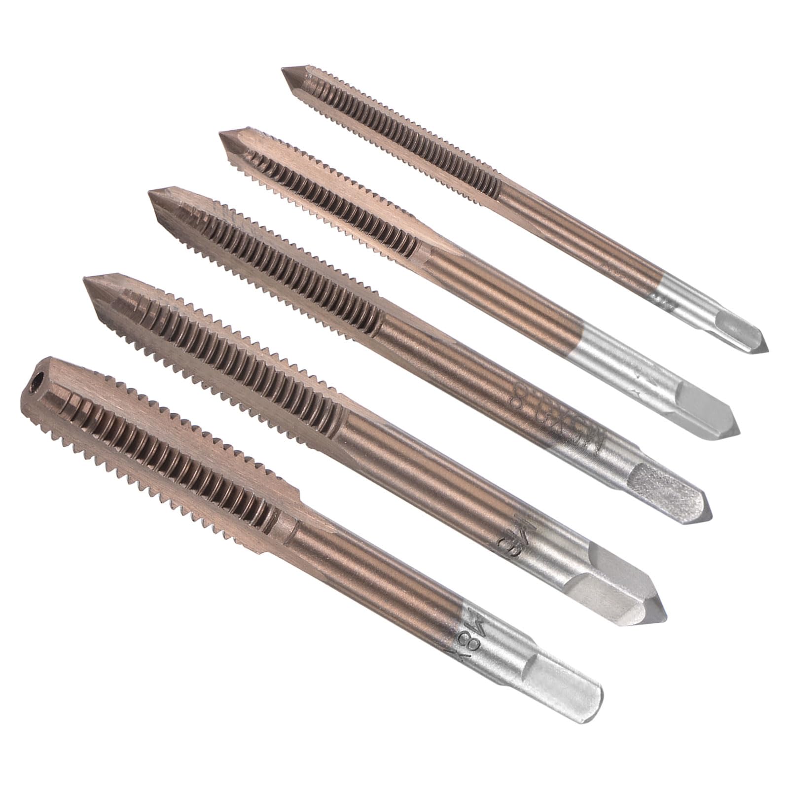 CoCud Metric Hand Threading Tap Set, M3 M4 M5 M6 M8 Thread, Copper Coated Screw Taps Tapping Tools - (Applications: for Thread Repair), 5-Pieces