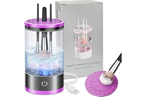 CISBELW Electric Makeup Brush Cleaner, Quick Efficient Machine for Deep Cleaning All Types of Brushes, Portable Compact Design for Travel Home Use, for Makeup Lovers & Professionals - Purple