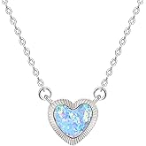 KristLand - Dainty 18k Gold Plated Heart Opal Necklace for Women Chain Adjustable Long