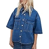 Kedera Womens Button Down Denim Shirts Casual Shirt Casual Collared Short Sleeve Western Pocket Classic Jean Shirt