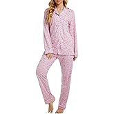 Tugege Pajamas Set Long Sleeve Sleepwear Womens Button Down Nightwear Pj Sets
