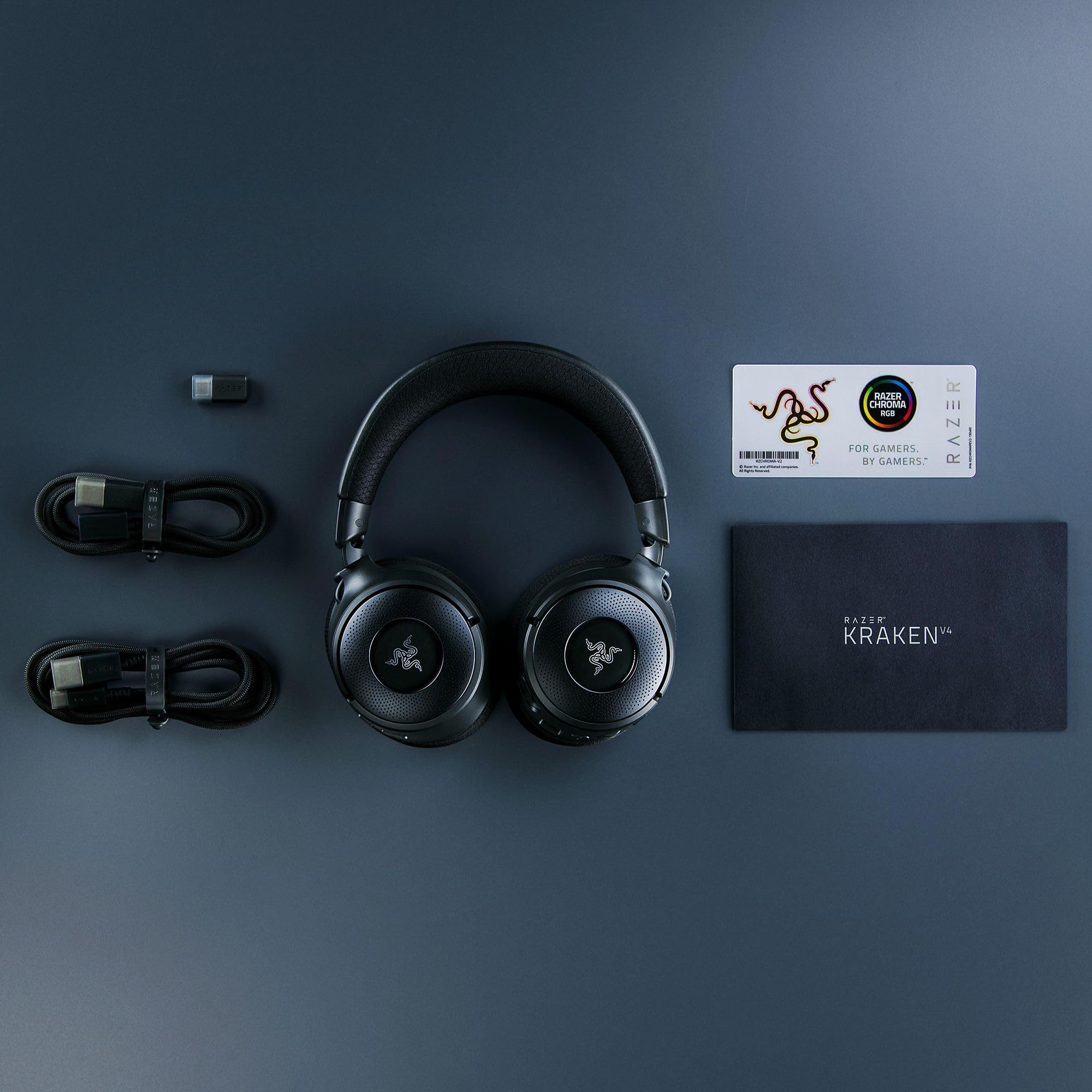 Razer Kraken V4 Wireless Gaming Headset: 2.4GHz, Bluetooth, USB - Super Wideband Mic - 40 mm Drivers - 9 Zone RGB Lighting - for PC, Mac, PS5, Nintendo Switch 2, Steam Deck, Smartphone - Black
